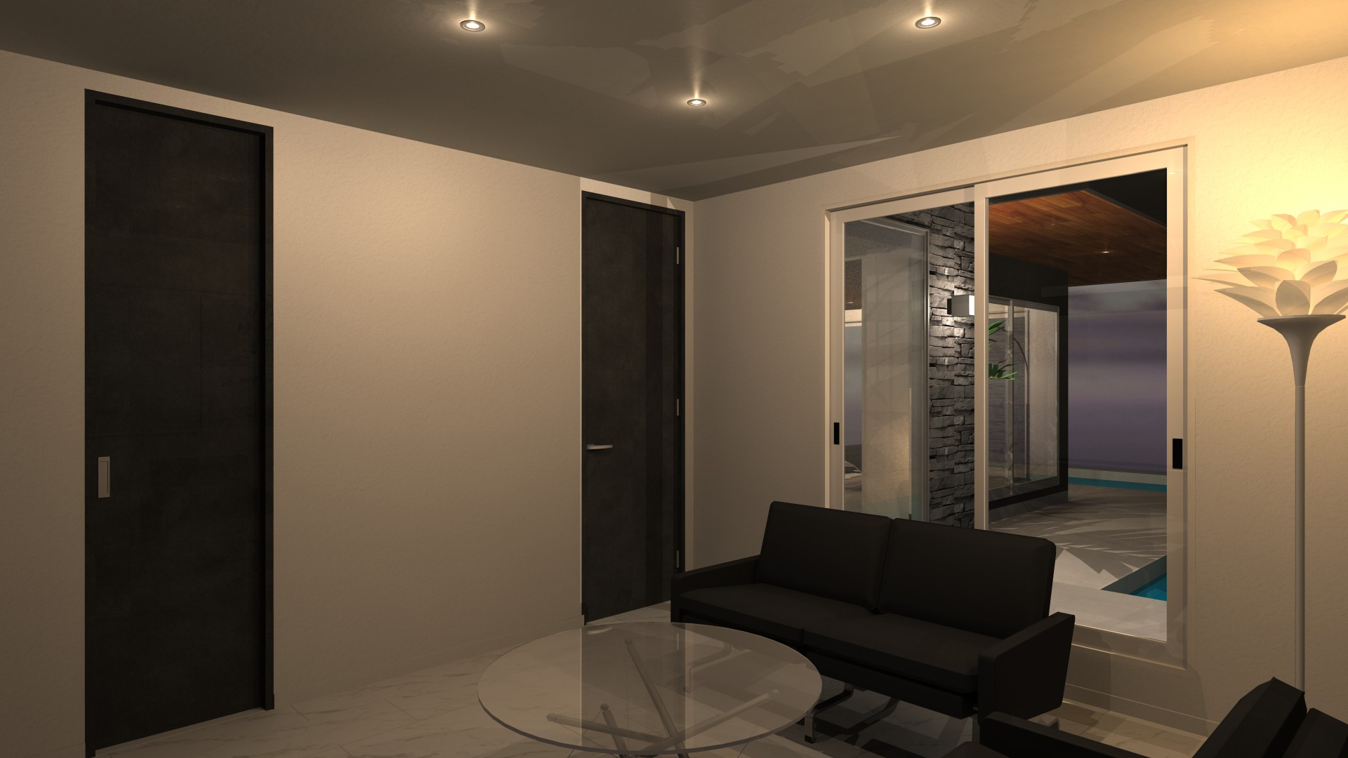 京都市,西賀茂,最大10mの高低差,高台,眺望,プール,擁壁,ホテルライク,ホテルライフ,リゾート,モダン,大開口の窓,高級住宅,擬石,版築塀,螺旋階段,吹き抜け階段,2階玄関